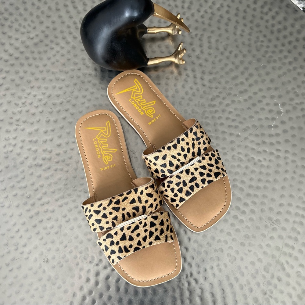 Rule London Leopard Print Leather Slides - image 1